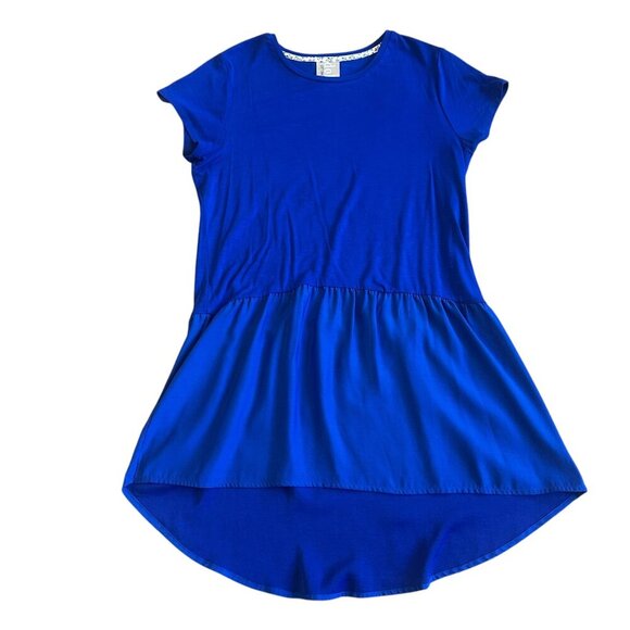 Dolan Anthropologie Royal Blue High Low Mini Dress Stretch Knit Size Medium - Picture 1 of 10